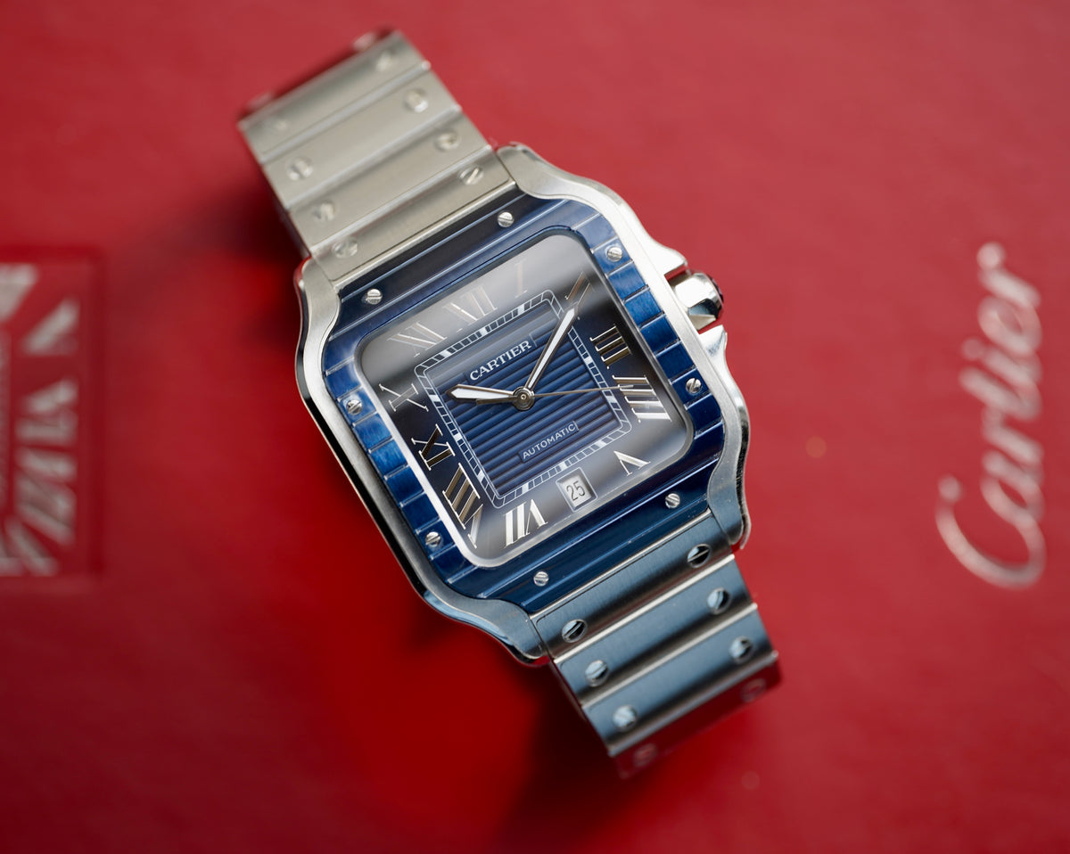 Cartier Santos Blue Dial on WSSA0048 Complete 2022