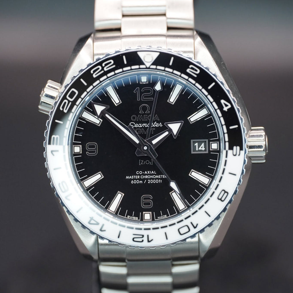 Omega Seamaster Planet Ocean 600 M Co-Axial Master Chronometer GMT Black Dial on Bracelet 215.30.44.22.01.001 Card 2018