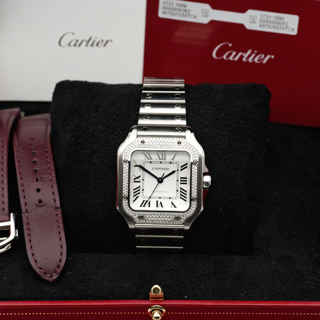 Cartier Santos de Cartier Medium Sunray Dial on Bracelet W4SA0005 Complete 2022